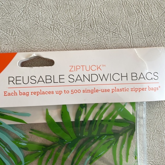 Full Circle Ziptuck set of 2 reusable sandwich bags palm design - Picture 5 of 7